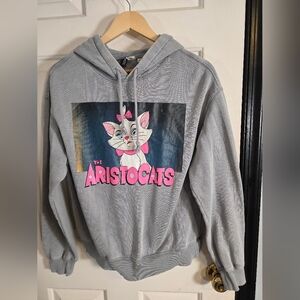 Vintage Divided Womens Aristocats Hoodie Gray Graphic Print Long Sleeve Size MED